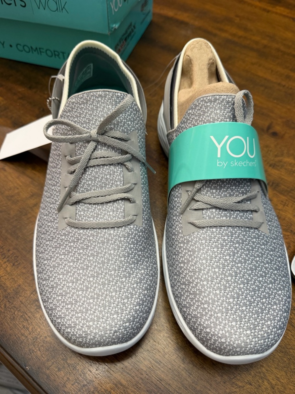 YOU by Skechers Womens Gray Knit Slip-On Walking Shoes - Picture 3 of 5